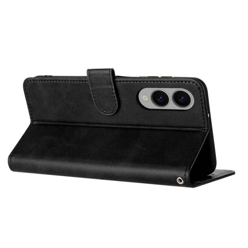 Folio-hoesje Samsung Galaxy S25 5g Edge Telefoonhoesje Leerlook Met Bandje