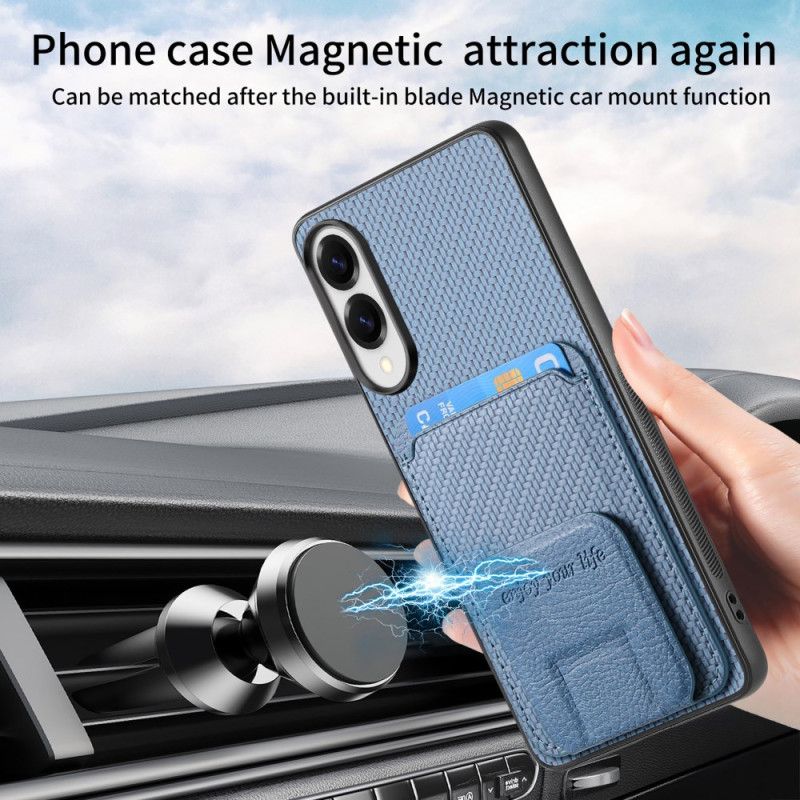 Hoesje Samsung Galaxy S25 5g Edge Kaarthouder Met Koolstofvezeltextuur En Geïntegreerde Standaard