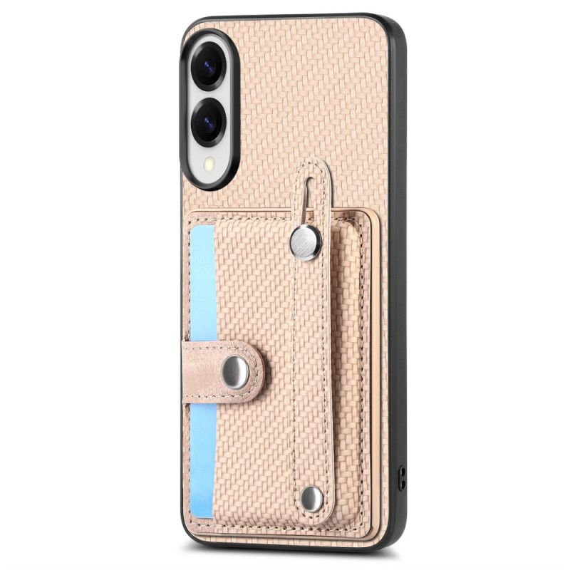 Hoesje Samsung Galaxy S25 5g Edge Koolstofvezel Met Kaarthouder En Riemhouder