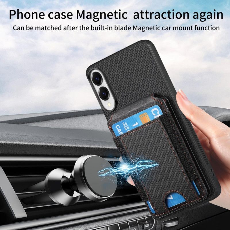 Hoesje Voor Samsung Galaxy S25 5g Edge Premium Koolstofvezel Kaarthouder En Standaard