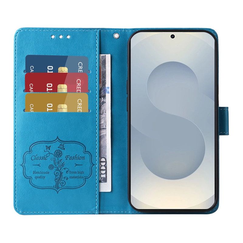 Leren Hoesje Samsung Galaxy S25 5g Edge Bloemenprint Bescherming Hoesje