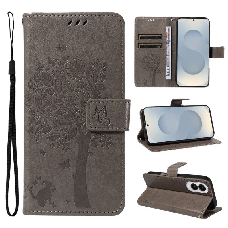 Leren Hoesje Samsung Galaxy S25 5g Edge Boom En Kat Bescherming Hoesje