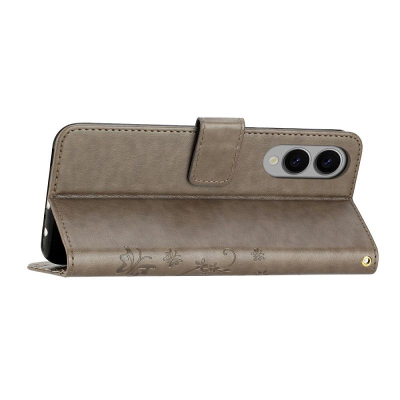 Leren Hoesje Samsung Galaxy S25 5g Edge Kleine Bloemen Bescherming Hoesje