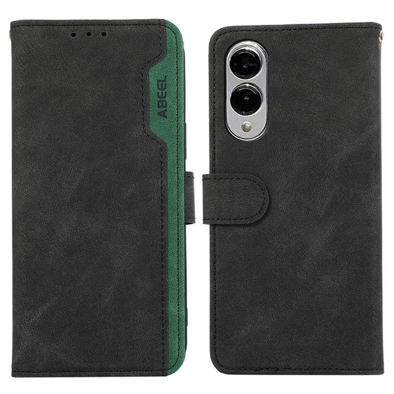 Leren Hoesje Samsung Galaxy S25 5g Edge Tweekleurig Abeel Bescherming Hoesje