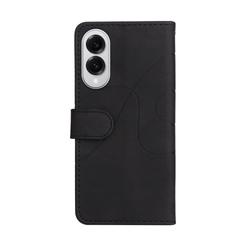 Leren Hoesje Samsung Galaxy S25 5g Edge Tweekleurige Rimpeling Bescherming Hoesje