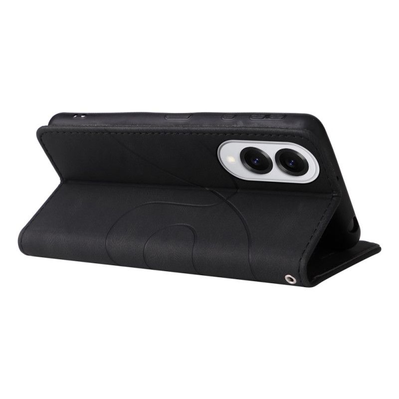 Leren Hoesje Samsung Galaxy S25 5g Edge Tweekleurige Rimpeling Bescherming Hoesje