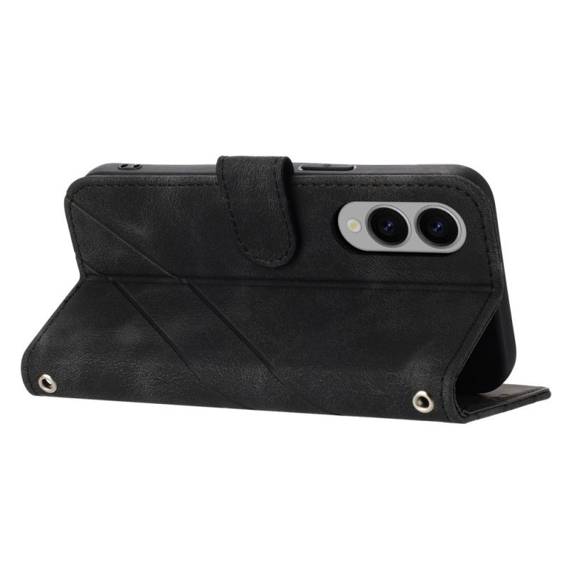 Leren Hoesje Voor Samsung Galaxy S25 5g Edge Band Met Bedrukte Lijnen