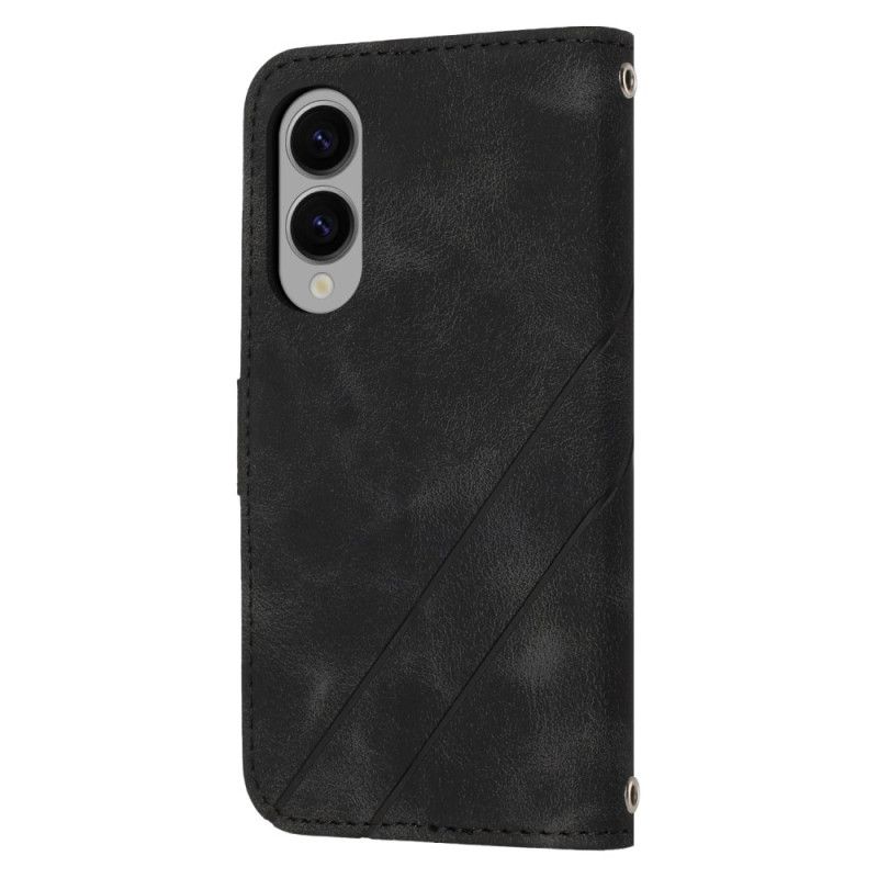 Leren Hoesje Voor Samsung Galaxy S25 5g Edge Band Met Bedrukte Lijnen