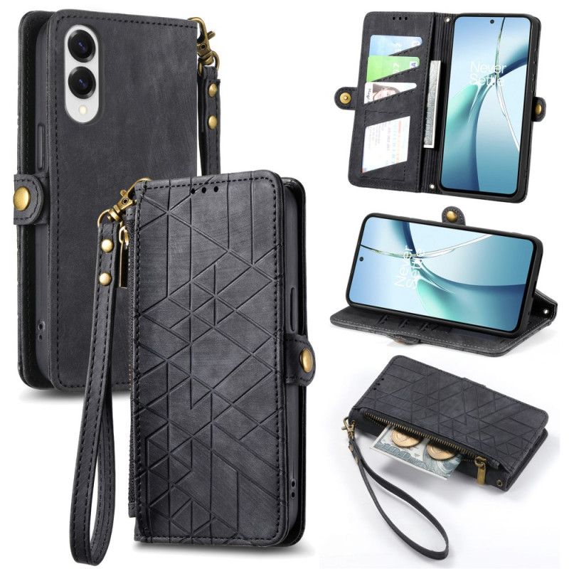 Leren Hoesje Voor Samsung Galaxy S25 5g Edge Geometrisch Patroon En Sleutelkoord