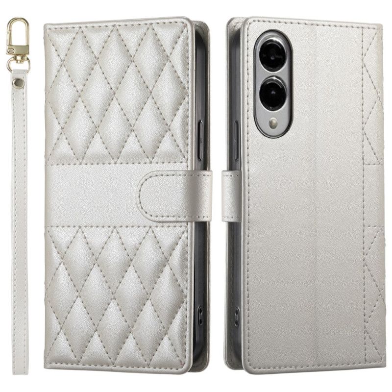 Leren Hoesje Voor Samsung Galaxy S25 5g Edge Gewatteerd Met Bandje En Schouderband