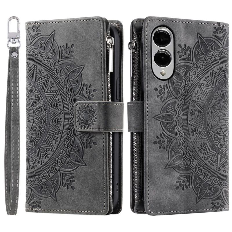 Leren Hoesje Voor Samsung Galaxy S25 5g Edge Portemonnee Met Mandala-effect (suède)