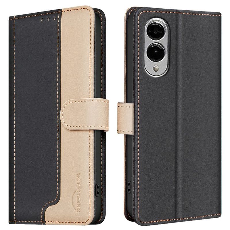 Leren Hoesje Voor Samsung Galaxy S25 5g Edge Tweekleurige Binfen Color