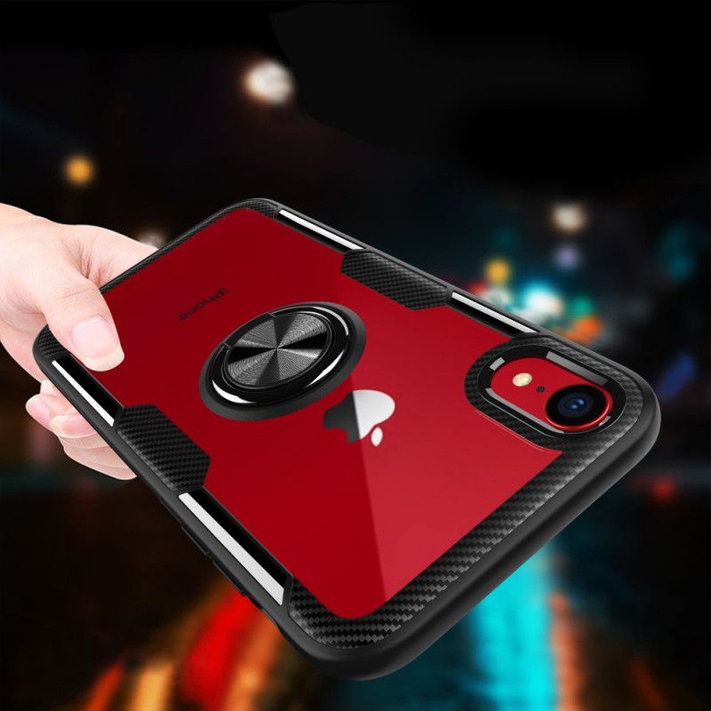 Case Hoesje iPhone XR Rood Zwart Telefoonhoesje Ringdrager Gehard Glas