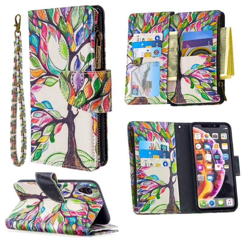 Cover Folio-hoesje iPhone XR Lichtblauw Wit Telefoonhoesje Boomzak Met Ritssluiting