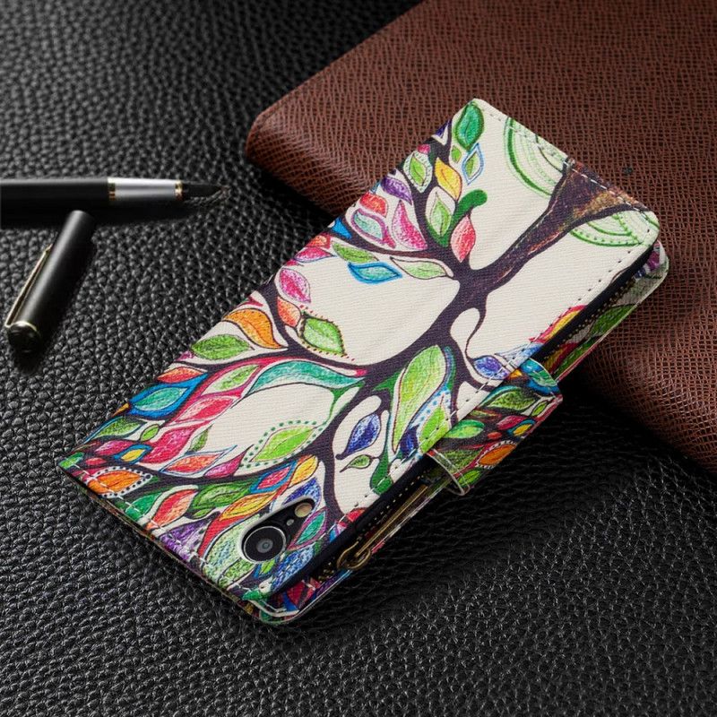 Cover Folio-hoesje iPhone XR Lichtblauw Wit Telefoonhoesje Boomzak Met Ritssluiting