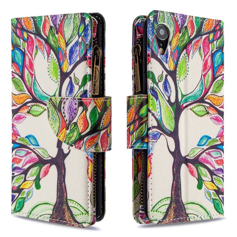 Cover Folio-hoesje iPhone XR Lichtblauw Wit Telefoonhoesje Boomzak Met Ritssluiting