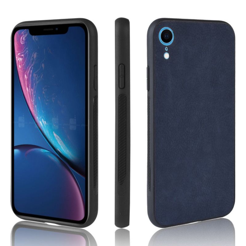 Cover Hoesje iPhone XR Donkerblauw Zwart Telefoonhoesje Premium Leereffect