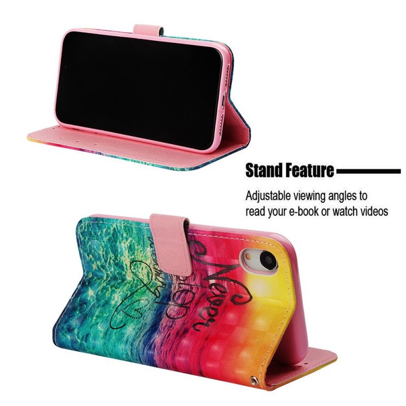 Flip Case Leren iPhone XR Stop Nooit Met Dromen Met Diamanten