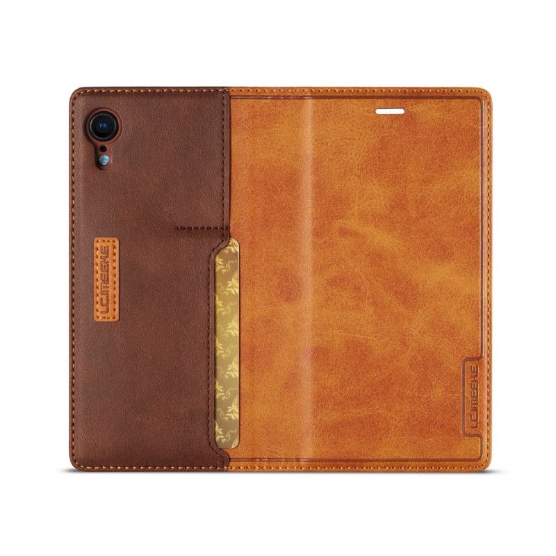 Folio-hoesje iPhone XR Bruin Zwart Lc-001 Serie Lc.Imeeke