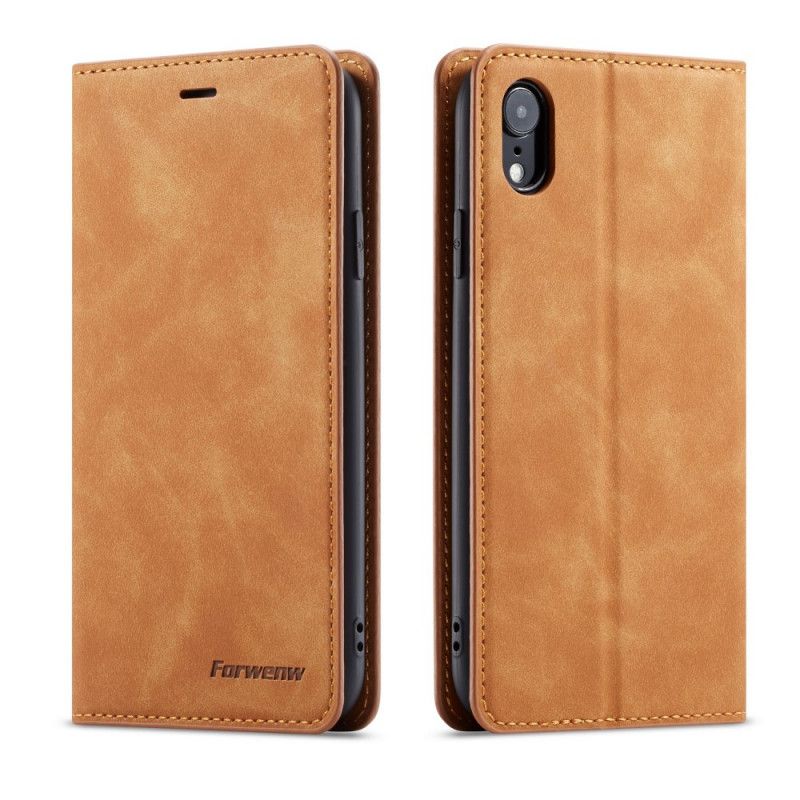 Folio-hoesje iPhone XR Rood Zwart Voorwenw Leereffect