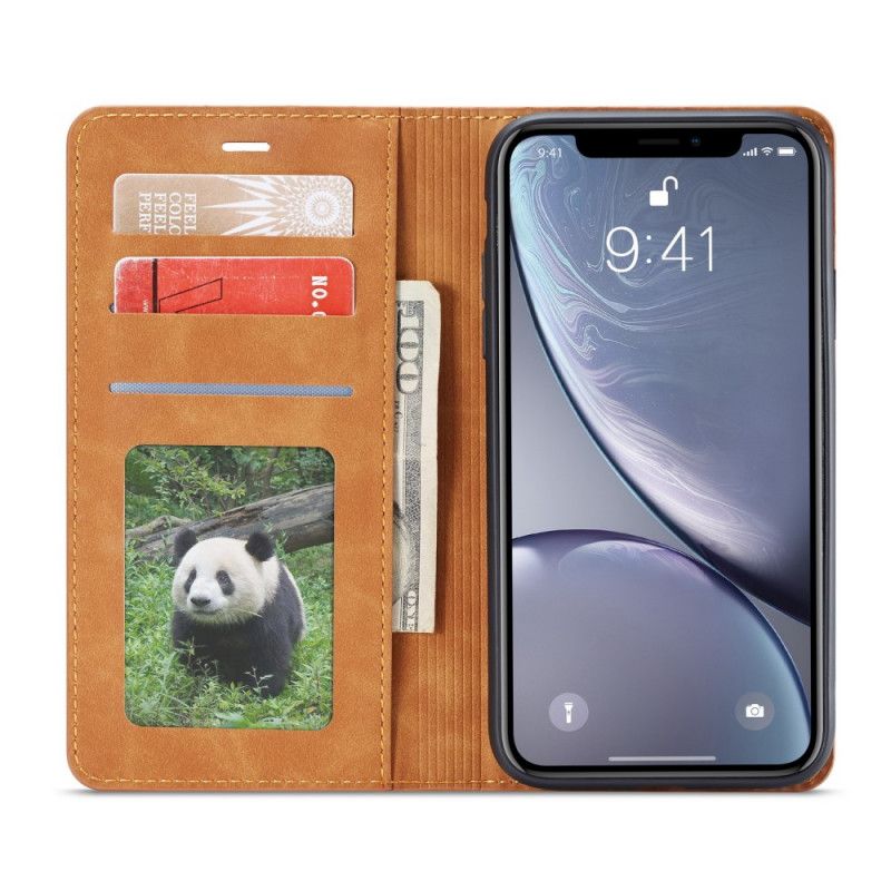 Folio-hoesje iPhone XR Rood Zwart Voorwenw Leereffect