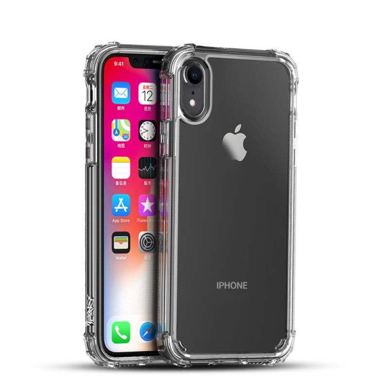 Hoesje iPhone XR Grijs Wit Versterkte Transparante Ipaky