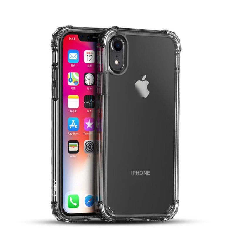 Hoesje iPhone XR Grijs Wit Versterkte Transparante Ipaky