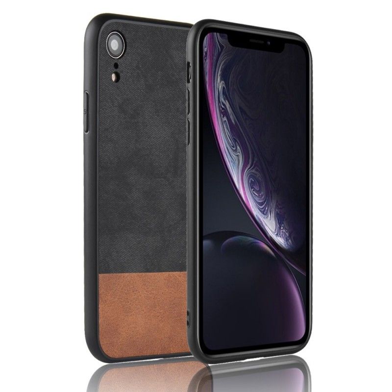 Hoesje iPhone XR Grijs Zwart Tweekleurig Kunstleer