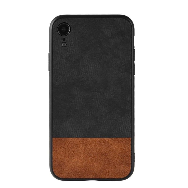 Hoesje iPhone XR Grijs Zwart Tweekleurig Kunstleer