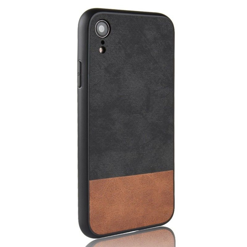Hoesje iPhone XR Grijs Zwart Tweekleurig Kunstleer