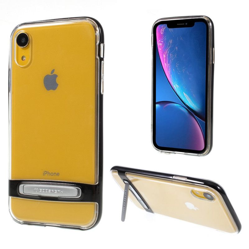 Hoesje iPhone XR Rood Zwart Hybride Met Ondersteuning Voor Kwikgruis