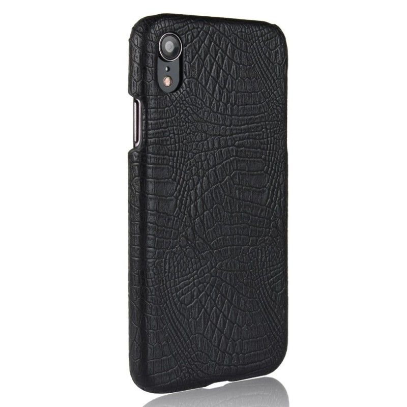 Hoesje iPhone XR Rood Zwart Krokodillenhuideffect