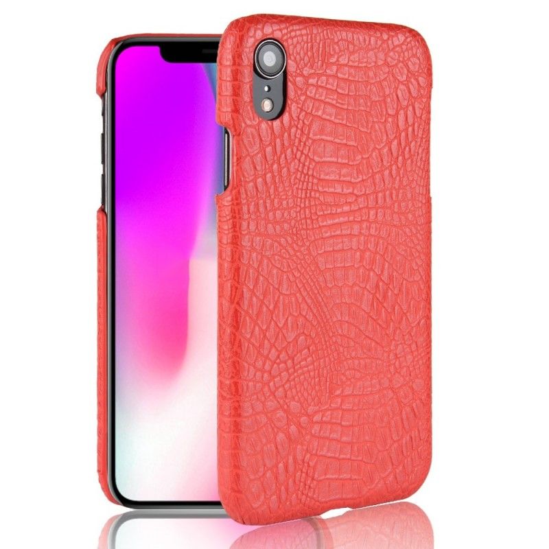 Hoesje iPhone XR Rood Zwart Krokodillenhuideffect