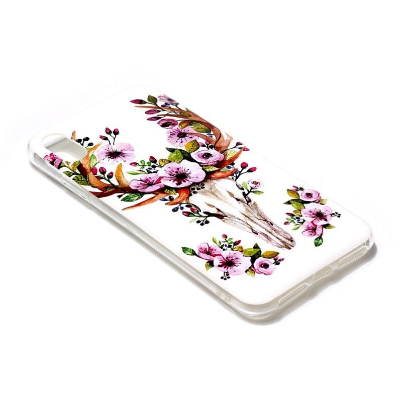 Hoesje iPhone XR Telefoonhoesje Eland Met Fluorescerende Bloemen