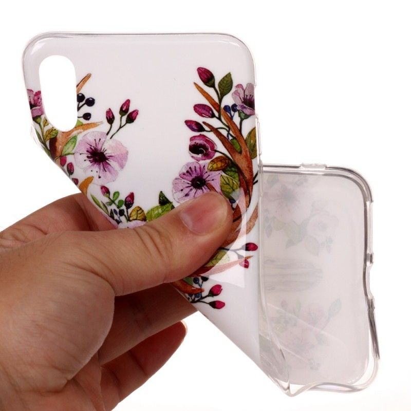 Hoesje iPhone XR Telefoonhoesje Eland Met Fluorescerende Bloemen