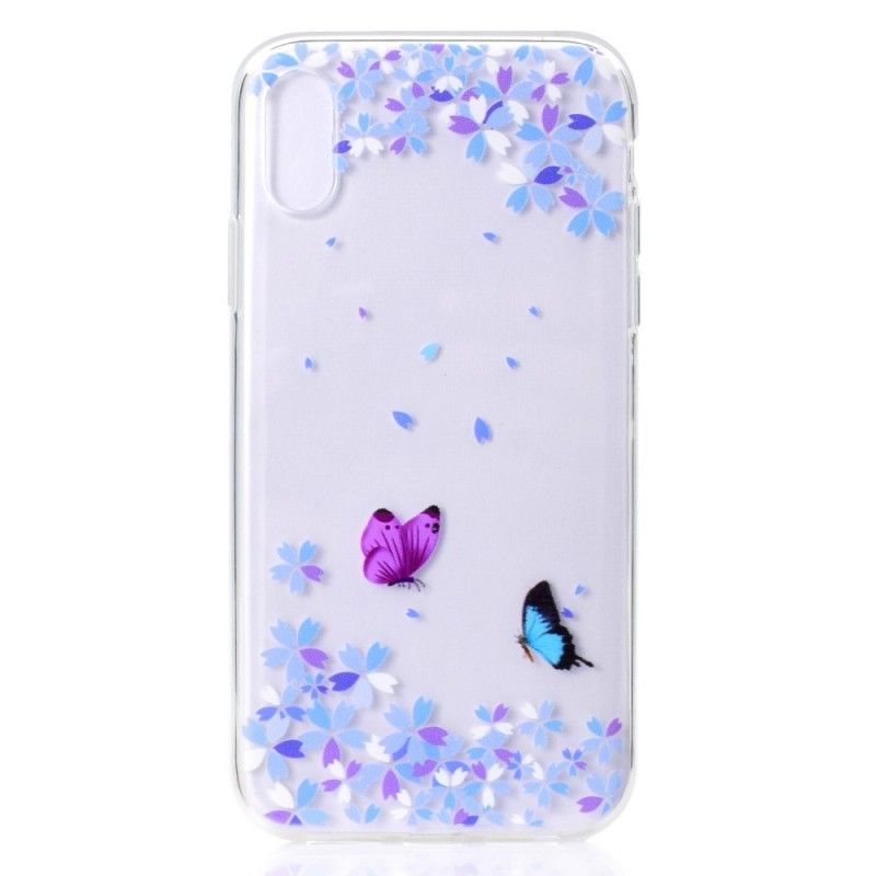 Hoesje iPhone XR Transparante Vlinders En Bloemen