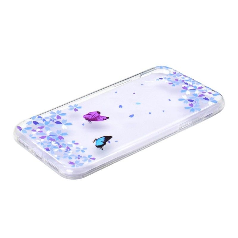 Hoesje iPhone XR Transparante Vlinders En Bloemen
