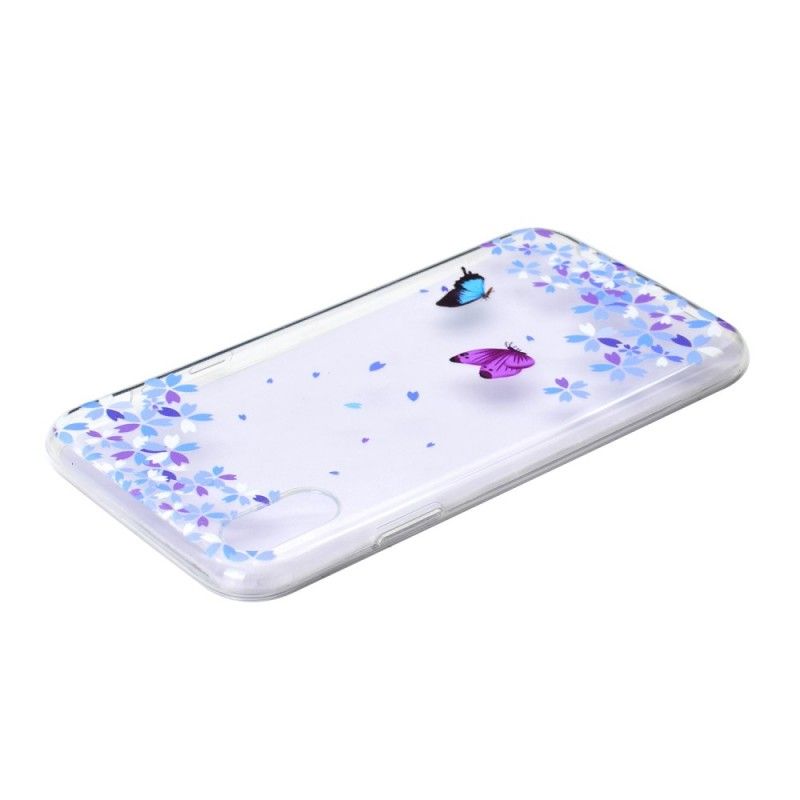 Hoesje iPhone XR Transparante Vlinders En Bloemen