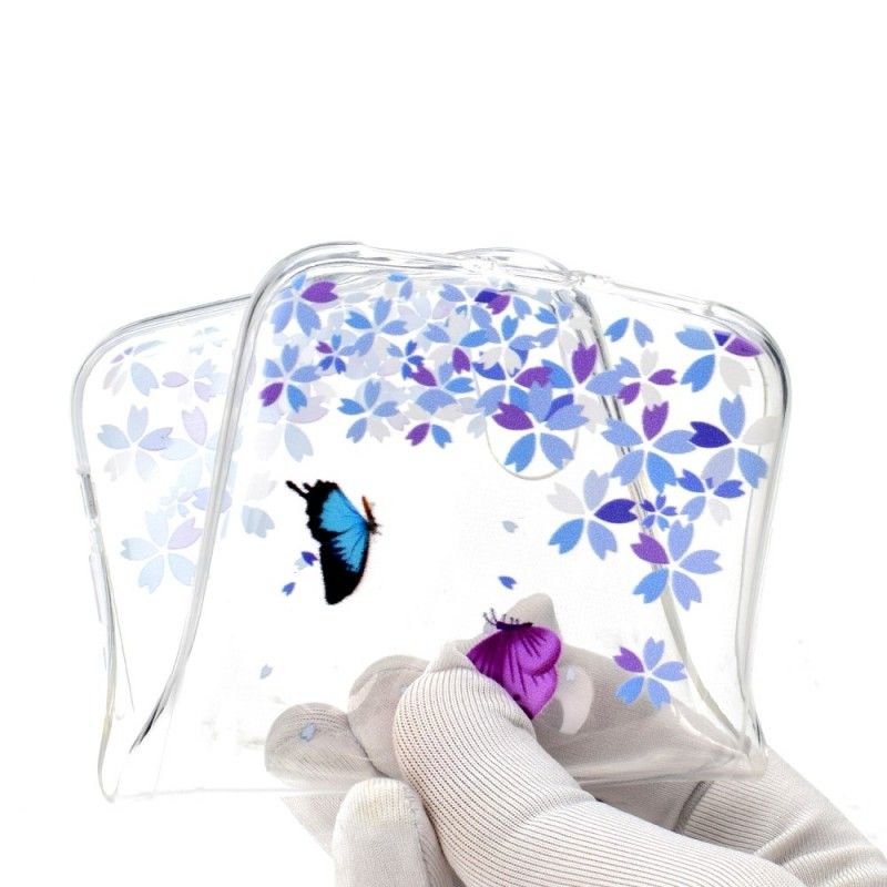 Hoesje iPhone XR Transparante Vlinders En Bloemen