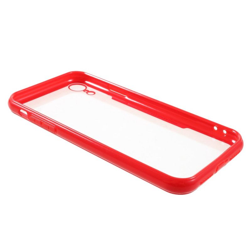 Hoesje iPhone XR Wit Zwart Transparante Siliconen Randen