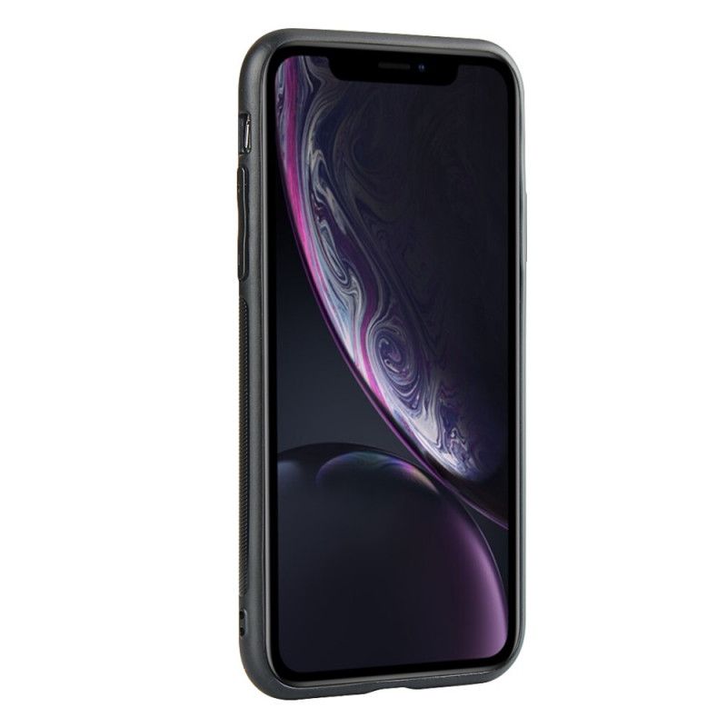 Hoesje iPhone XR Zwart Lederen Band En Kaarthouder