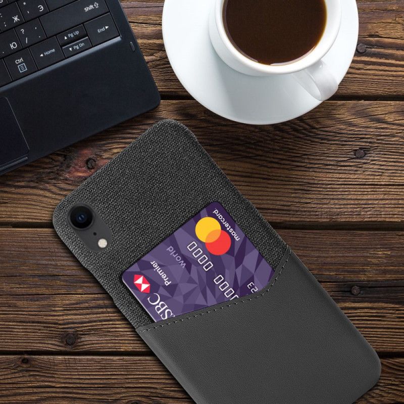Hoesje voor iPhone XR Grijs Zwart Ksq Kaarthouder