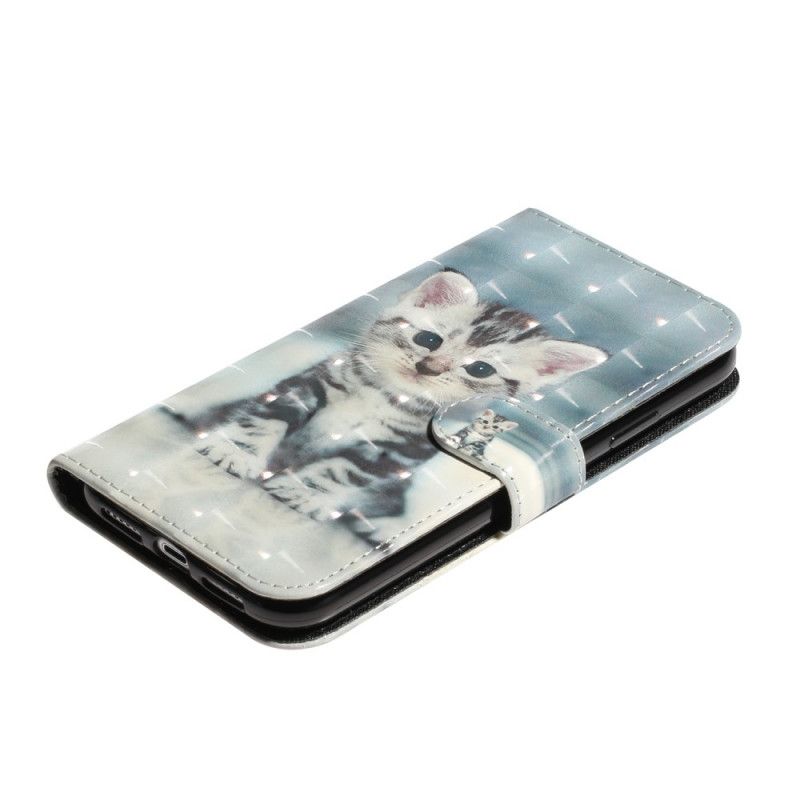 Leren Hoesje iPhone XR Kitten Lichte Vlekjes Met String