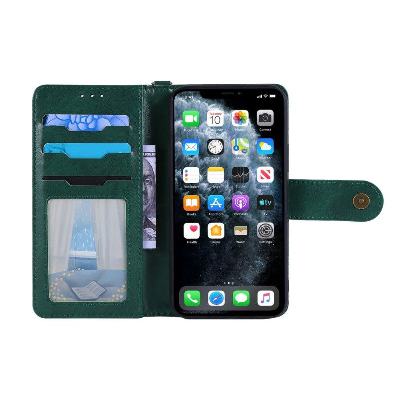 Leren Hoesje iPhone XR Rood Zwart Externe Geïntegreerde Kaarthouder