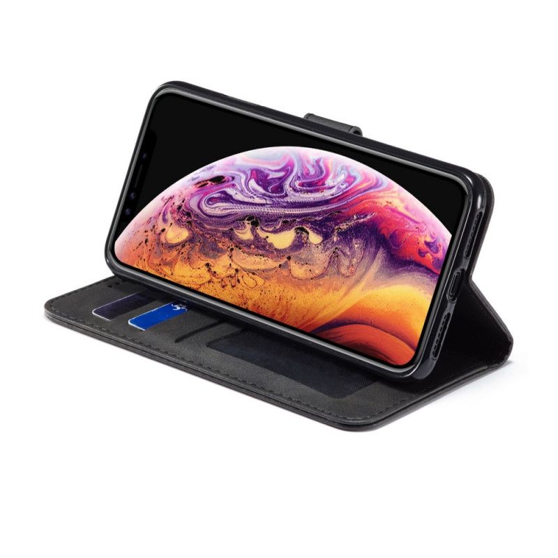 Leren Hoesje voor iPhone XR Grijs Zwart Lc.Imeeke Leereffect