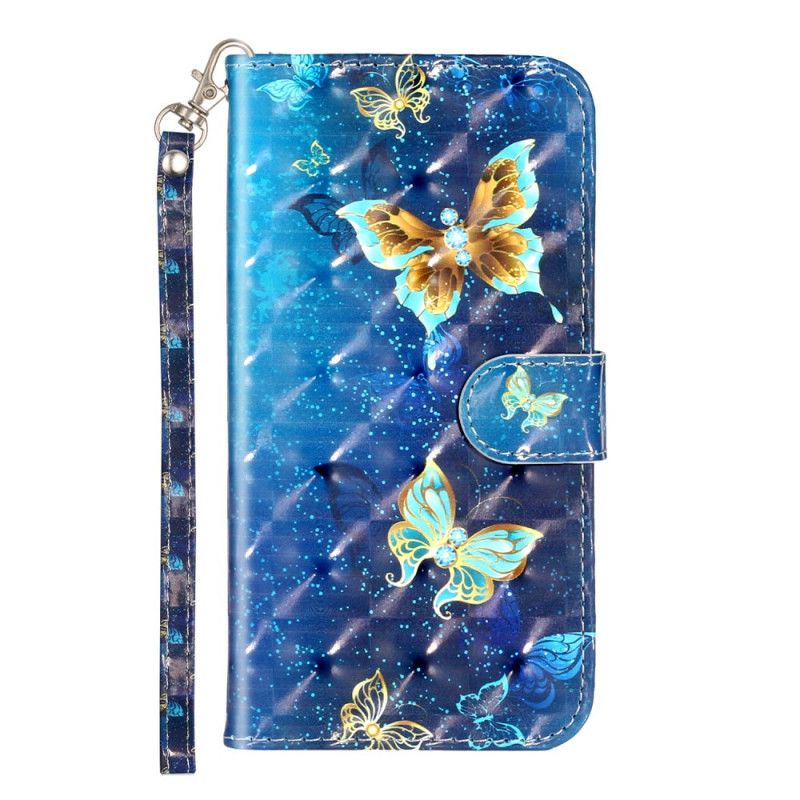 Leren Hoesje voor iPhone XR Lichtvlindervlinders Met Riempje