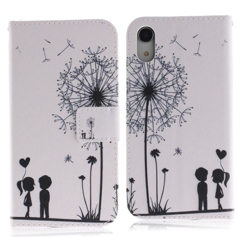 Leren Hoesje voor iPhone XR Liefde Paardenbloem