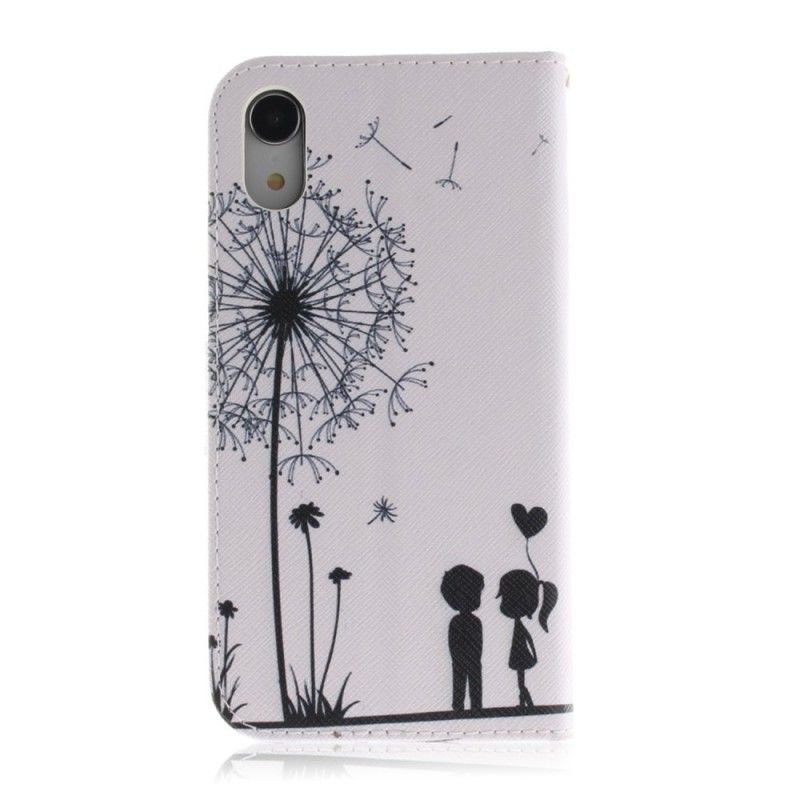 Leren Hoesje voor iPhone XR Liefde Paardenbloem