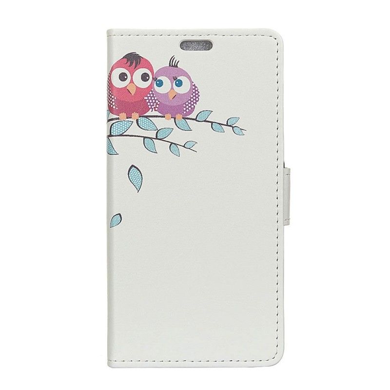 Leren Hoesje voor iPhone XR Paar Uilen In De Boom