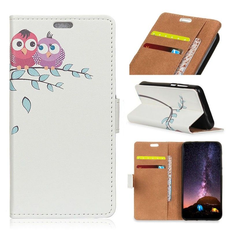 Leren Hoesje voor iPhone XR Paar Uilen In De Boom